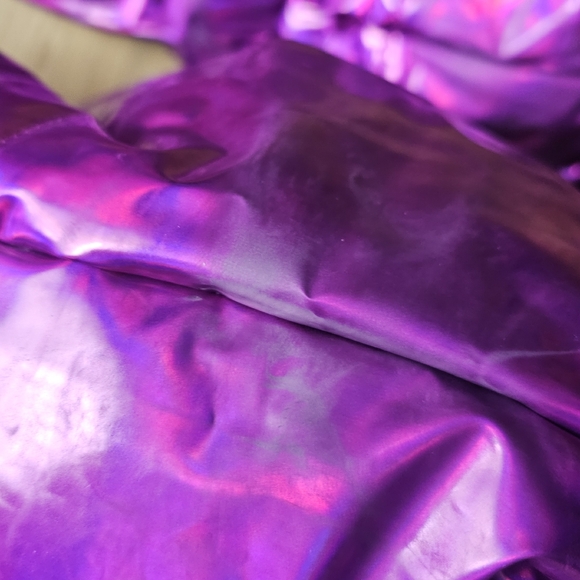 Dolls Kill Club Exx Aurora Beam Holographic Snowsuit Purple Pink - Picture 12 of 14